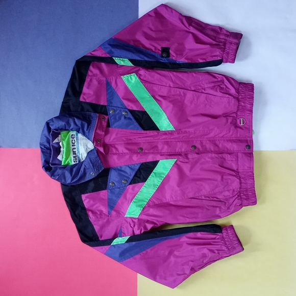 Vintage SUNICE Retro 1990s Color Block Neon Winter Jacket